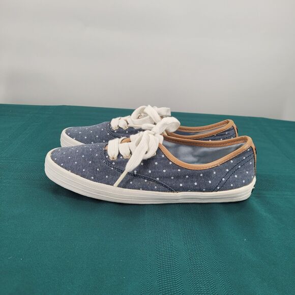 Tommy Hilfiger Women's Sneakers Tahlor, Blue Canvas, White Polka Dots, Size 6.5 - Picture 3 of 11